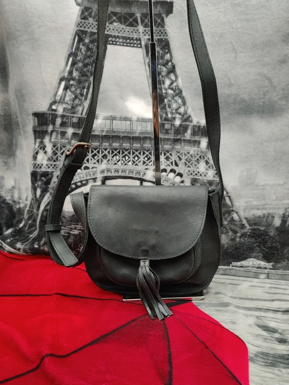 Able Black Distressed Crossbody